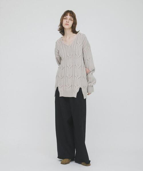 LAATO（ラート）の「big cable knit（ニット/セーター・レディース・ブラック/ブラウン/ライトグレー・FREE）」の9枚目の写真