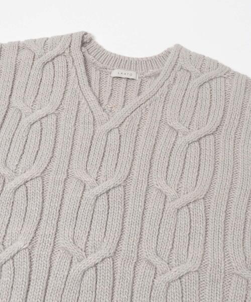 LAATO（ラート）の「big cable knit（ニット/セーター・レディース・ブラック/ブラウン/ライトグレー・FREE）」の12枚目の写真