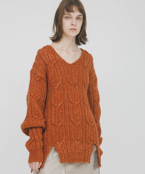 LAATO（ラート）の「big cable knit（ニット/セーター・レディース・ブラック/ブラウン/ライトグレー・FREE）」の17枚目の写真