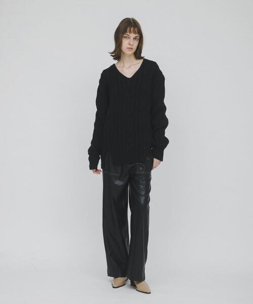 LAATO（ラート）の「big cable knit（ニット/セーター・レディース・ブラック/ブラウン/ライトグレー・FREE）」の5枚目の写真