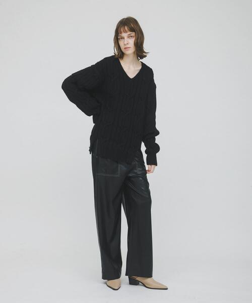 LAATO（ラート）の「big cable knit（ニット/セーター・レディース・ブラック/ブラウン/ライトグレー・FREE）」の7枚目の写真