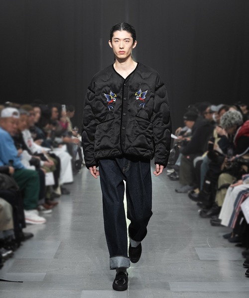 MSML(エムエスエムエル)の「EMBROIDERY QUILTED JACKET(ミリタリージャケット・メンズ・ブラック/ライトグリーン・S/M/L/XL)」の1枚目の写真