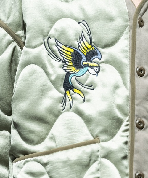 MSML(エムエスエムエル)の「EMBROIDERY QUILTED JACKET(ミリタリージャケット・メンズ・ブラック/ライトグリーン・S/M/L/XL)」の20枚目の写真