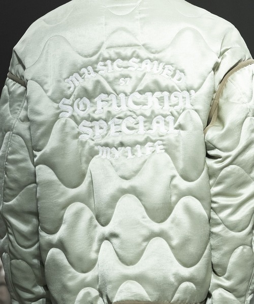 MSML(エムエスエムエル)の「EMBROIDERY QUILTED JACKET(ミリタリージャケット・メンズ・ブラック/ライトグリーン・S/M/L/XL)」の12枚目の写真