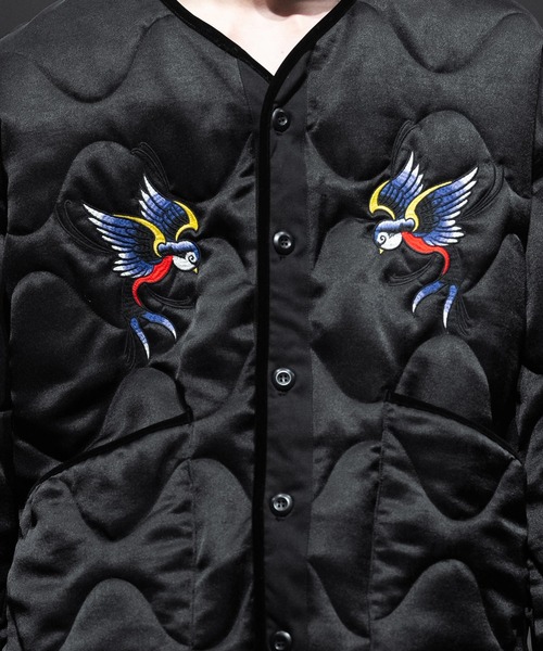 MSML(エムエスエムエル)の「EMBROIDERY QUILTED JACKET(ミリタリージャケット・メンズ・ブラック/ライトグリーン・S/M/L/XL)」の10枚目の写真