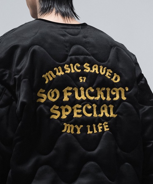 MSML(エムエスエムエル)の「EMBROIDERY QUILTED JACKET(ミリタリージャケット・メンズ・ブラック/ライトグリーン・S/M/L/XL)」の3枚目の写真