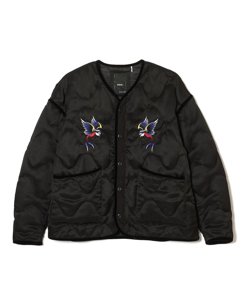 MSML(エムエスエムエル)の「EMBROIDERY QUILTED JACKET(ミリタリージャケット・メンズ・ブラック/ライトグリーン・S/M/L/XL)」の4枚目の写真