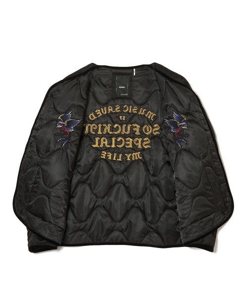 MSML(エムエスエムエル)の「EMBROIDERY QUILTED JACKET(ミリタリージャケット・メンズ・ブラック/ライトグリーン・S/M/L/XL)」の6枚目の写真