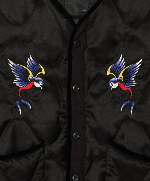 MSML(エムエスエムエル)の「EMBROIDERY QUILTED JACKET(ミリタリージャケット・メンズ・ブラック/ライトグリーン・S/M/L/XL)」の7枚目の写真