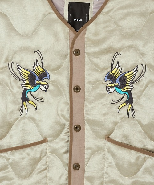 MSML(エムエスエムエル)の「EMBROIDERY QUILTED JACKET(ミリタリージャケット・メンズ・ブラック/ライトグリーン・S/M/L/XL)」の17枚目の写真