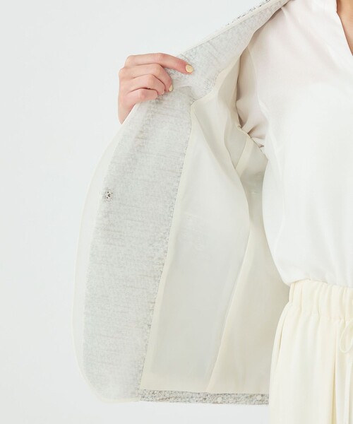 ラッピングツイード Vカラージャケット（ノーカラージャケット