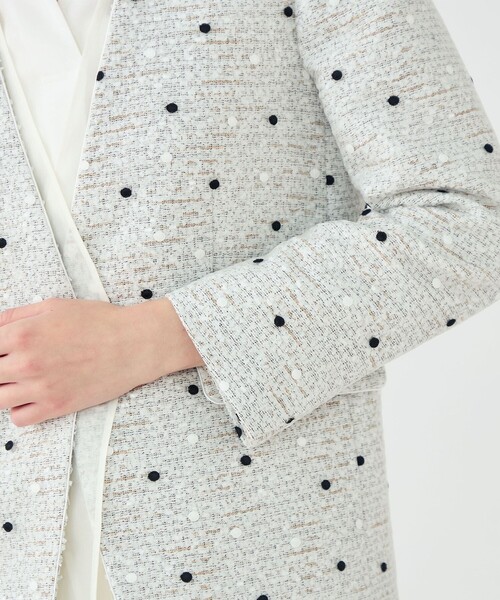 ラッピングツイード Vカラージャケット（ノーカラージャケット