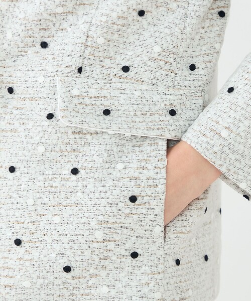 ラッピングツイード Vカラージャケット（ノーカラージャケット