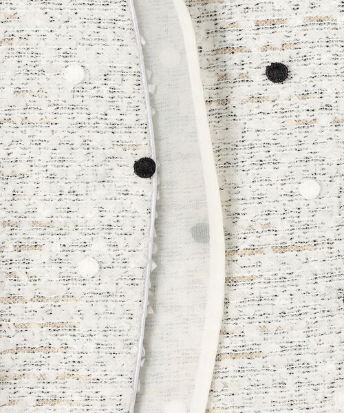 ラッピングツイード Vカラージャケット（ノーカラージャケット