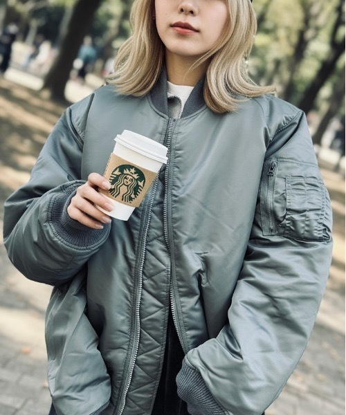 Valley Apparel(バレーアパレル)の「Valley Apparel / MA-1 フライトナイロンジャケット / VA1001(MA-1・メンズ・ブラック/グレー・X-LARGE)」の2枚目の写真