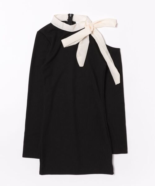 おしゃれスタ（オシャレスタ）の「リボンショルダーワンピース（ワンピース・レディース・ブラック・S/M/L/XL）」の8枚目の写真