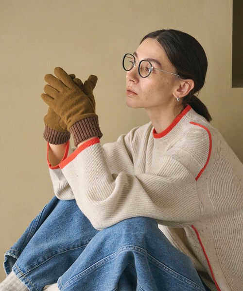 BEAUTY&YOUTH UNITED ARROWS（ビューティーアンドユースユナイテッドアローズ）の「カラー ジャージー リブ グローブ（手袋・レディース・ブラック/グレー系/ベージュ/レッド・FREE）」の7枚目の写真