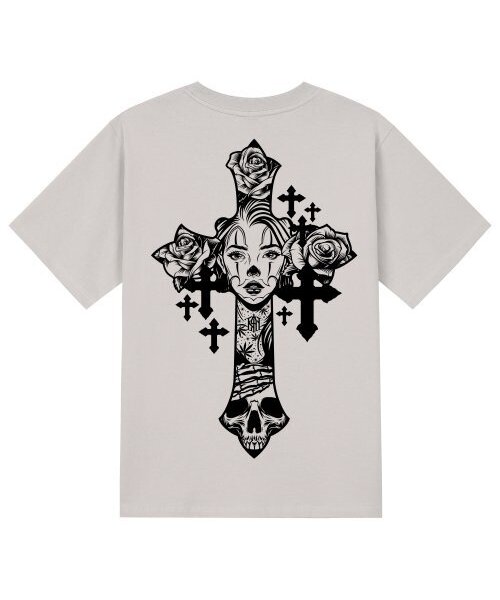 KAN6312(カン6312)の「KTC0022 チカノクロス 半袖Tシャツ - ベージュ(Tシャツ/カットソー・メンズ・その他・LARGE/MEDIUM/SMALL/X-LARGE)」の1枚目の写真