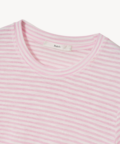 LADY VOLUME(レディーボリューム)の「ソフトストライプTシャツ(ピンク)(Tシャツ/カットソー・レディース・その他・SMALL/MEDIUM)」の3枚目の写真