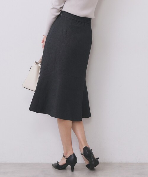 index（インデックス）の「カルゼツイードアシメフレアスカート【洗濯機OK/防シワ/イージーアイロン/抗ピル】（スカート・レディース・ダークグレー/ネイビー/ブラウン系その他2・36/38/40/42）」の8枚目の写真