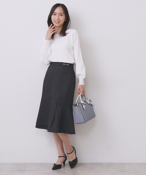index（インデックス）の「カルゼツイードアシメフレアスカート【洗濯機OK/防シワ/イージーアイロン/抗ピル】（スカート・レディース・ダークグレー/ネイビー/ブラウン系その他2・36/38/40/42）」の10枚目の写真