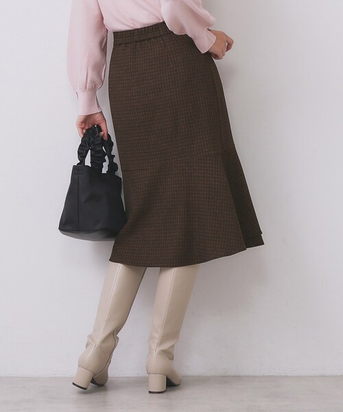 index（インデックス）の「カルゼツイードアシメフレアスカート【洗濯機OK/防シワ/イージーアイロン/抗ピル】（スカート・レディース・ダークグレー/ネイビー/ブラウン系その他2・36/38/40/42）」の12枚目の写真