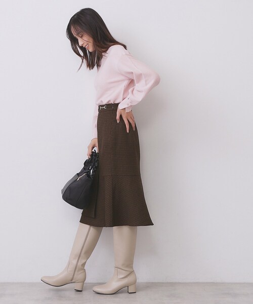 index（インデックス）の「カルゼツイードアシメフレアスカート【洗濯機OK/防シワ/イージーアイロン/抗ピル】（スカート・レディース・ダークグレー/ネイビー/ブラウン系その他2・36/38/40/42）」の14枚目の写真