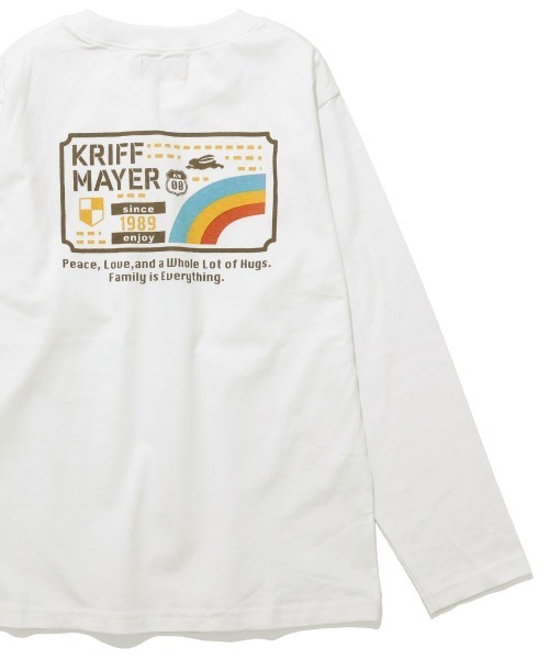 KRIFF MAYER Kid's Collection（クリフメイヤーキッズコレクション）の「【綿100％】楽LUCKロンT(虹)（Tシャツ/カットソー・キッズ・ブルー/オフホワイト/オレンジ/チャコール・120/170/160/150/140/130）」の2枚目の写真