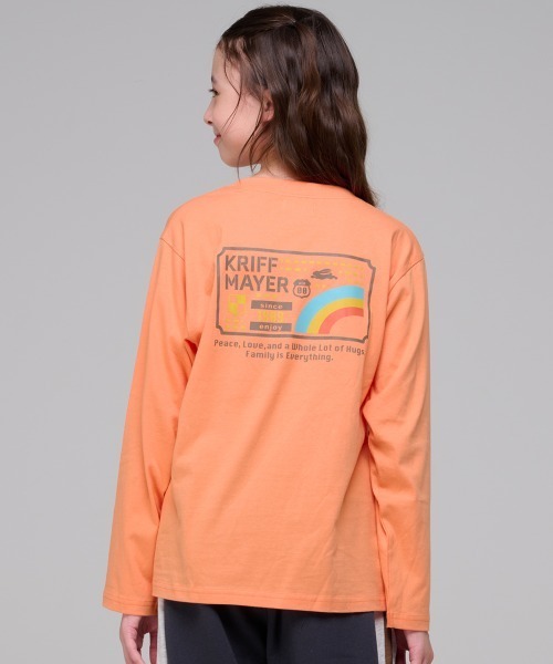KRIFF MAYER Kid's Collection（クリフメイヤーキッズコレクション）の「【綿100％】楽LUCKロンT(虹)（Tシャツ/カットソー・キッズ・ブルー/オフホワイト/オレンジ/チャコール・120/170/160/150/140/130）」の4枚目の写真