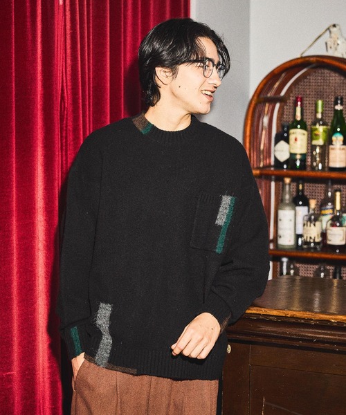 niko and...(ニコアンド)の「ポイントカラーニットプルオーバー(ニット/セーター・メンズ・ブラック/アイボリー/ブラウン・LARGE/MEDIUM)」の2枚目の写真