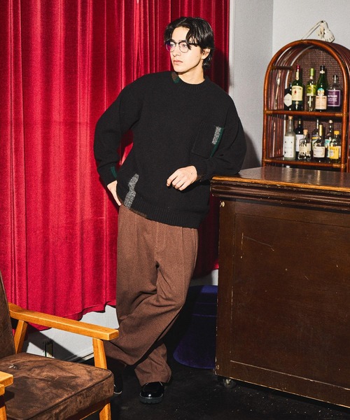 niko and...(ニコアンド)の「ポイントカラーニットプルオーバー(ニット/セーター・メンズ・ブラック/アイボリー/ブラウン・LARGE/MEDIUM)」の4枚目の写真