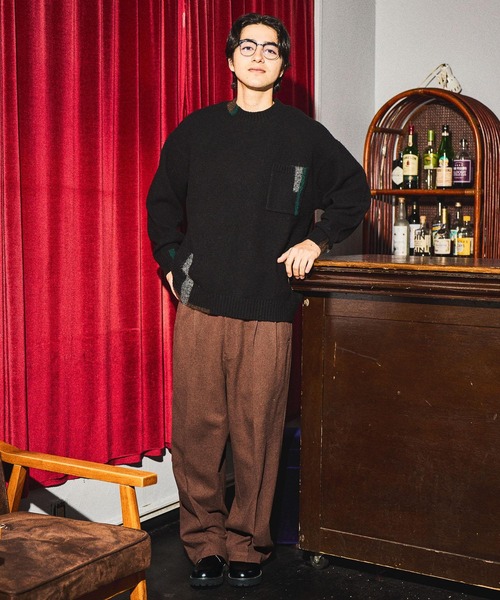 niko and...(ニコアンド)の「ポイントカラーニットプルオーバー(ニット/セーター・メンズ・ブラック/アイボリー/ブラウン・LARGE/MEDIUM)」の5枚目の写真