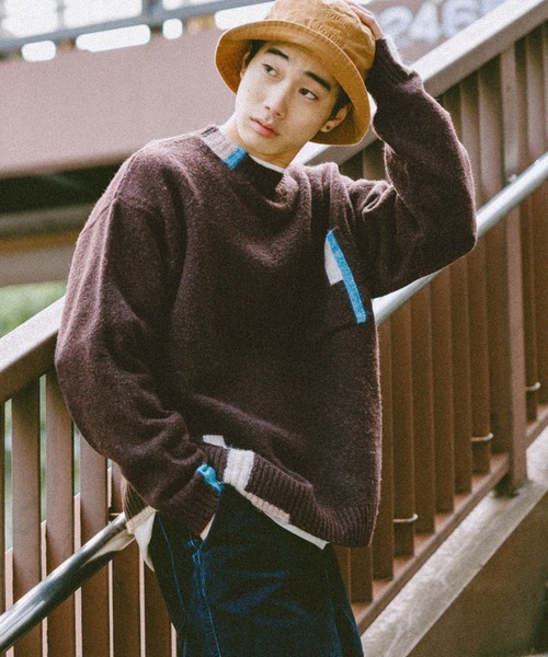 niko and...(ニコアンド)の「ポイントカラーニットプルオーバー(ニット/セーター・メンズ・ブラック/アイボリー/ブラウン・LARGE/MEDIUM)」の13枚目の写真