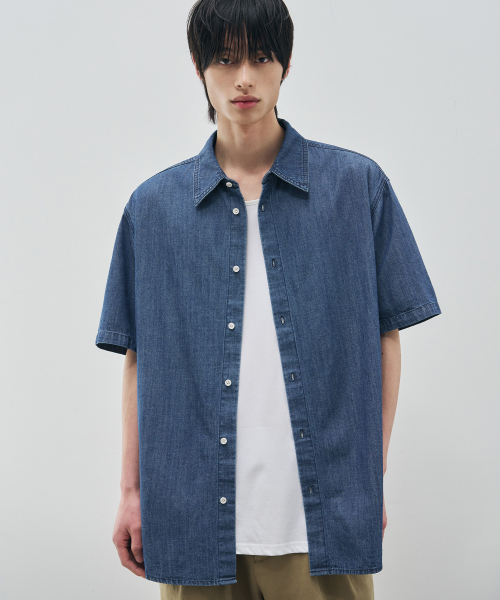 DRAW FIT（ドローフィット）の「ハーバーデニムハーフシャツ[MOSK BLUE]（シャツ/ブラウス・メンズ・その他・LARGE/X-LARGE/MEDIUM）」の2枚目の写真