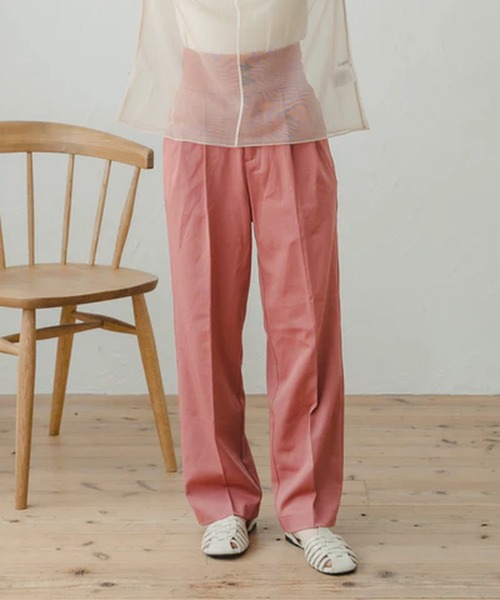merrylatte(メリーラテ)の「ハイウエストストレートパンツ【IROHANI】(その他パンツ・レディース・ピンク/オレンジ・M)」の1枚目の写真