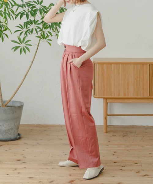 merrylatte(メリーラテ)の「ハイウエストストレートパンツ【IROHANI】(その他パンツ・レディース・ピンク/オレンジ・M)」の15枚目の写真