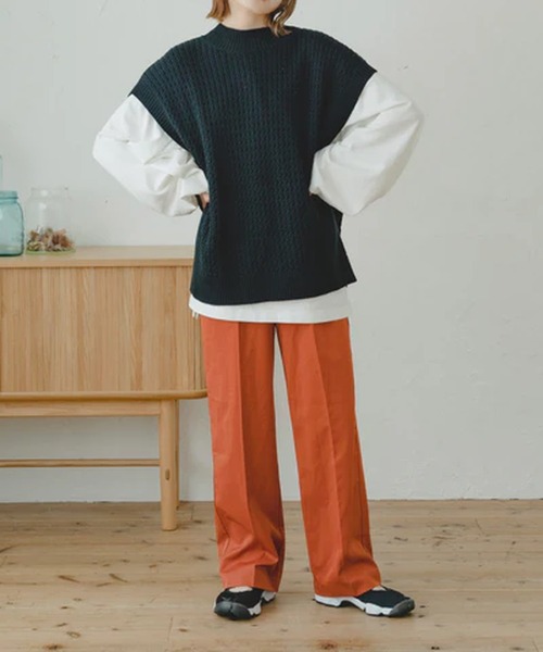 merrylatte(メリーラテ)の「ハイウエストストレートパンツ【IROHANI】(その他パンツ・レディース・ピンク/オレンジ・M)」の5枚目の写真