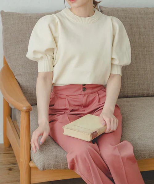 merrylatte(メリーラテ)の「ハイウエストストレートパンツ【IROHANI】(その他パンツ・レディース・ピンク/オレンジ・M)」の3枚目の写真