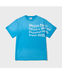 オーバータイポスプレー半袖Tシャツ_ブルー