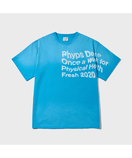 PHYSICAL DEPARTMENT(フィジカル デパートメント)の「オーバータイポスプレー半袖Tシャツ_ブルー(Tシャツ/カットソー・レディース・その他・SMALL/MEDIUM/LARGE/X-LARGE)」の1枚目の写真