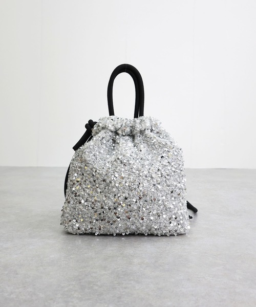 COLDE （コルデ）の「スパンコール2way巾着トートバッグ【詳細動画あり】（トートバッグ・レディース・シルバー/ブラック・FREE）」の3枚目の写真