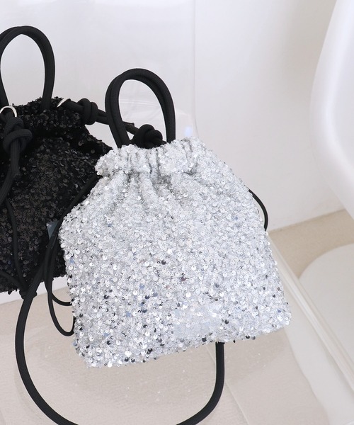 COLDE （コルデ）の「スパンコール2way巾着トートバッグ【詳細動画あり】（トートバッグ・レディース・シルバー/ブラック・FREE）」の18枚目の写真