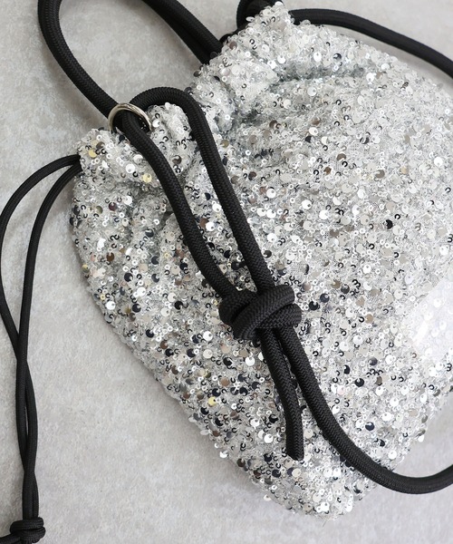 COLDE （コルデ）の「スパンコール2way巾着トートバッグ【詳細動画あり】（トートバッグ・レディース・シルバー/ブラック・FREE）」の21枚目の写真