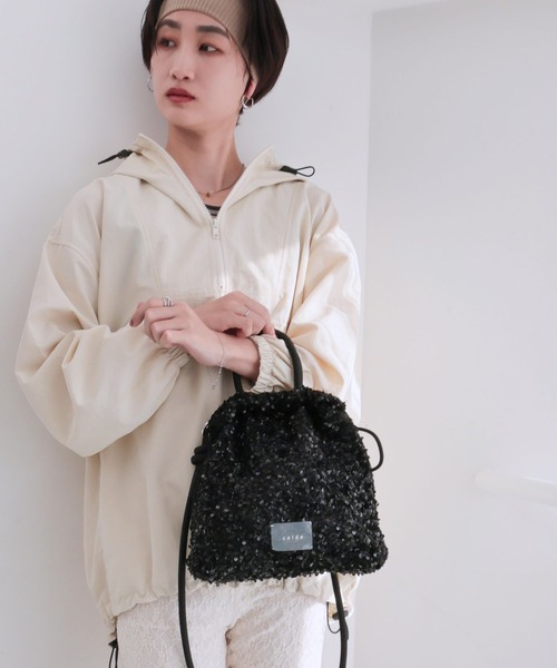 COLDE （コルデ）の「スパンコール2way巾着トートバッグ【詳細動画あり】（トートバッグ・レディース・シルバー/ブラック・FREE）」の14枚目の写真