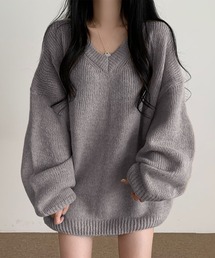 UNUSED オーバーサイズ ニットセーター グレー系 オーバーサイズ」に該当するレディースのニット/セーター（グレー/灰色
