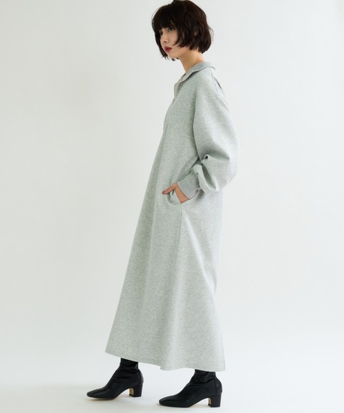 A.D.C.L.（エーディーシーエル）の「ハーフジップ ダンボールニット ロングワンピース（ワンピース・レディース・杢グレー/ブラック・M/L）」の10枚目の写真