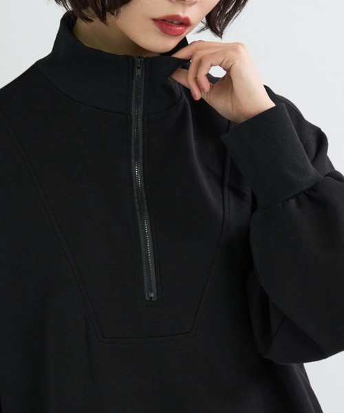 A.D.C.L.（エーディーシーエル）の「ハーフジップ ダンボールニット ロングワンピース（ワンピース・レディース・杢グレー/ブラック・M/L）」の14枚目の写真