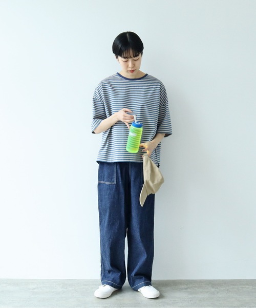 PAR ICI(パーリッシィ)の「ボーダー配色バインダー 5分袖BIG Tシャツ【BASIC COLOR】(Tシャツ/カットソー・レディース・ネイビー/レッド/ブルー・FREE)」の10枚目の写真