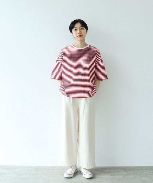 PAR ICI(パーリッシィ)の「ボーダー配色バインダー 5分袖BIG Tシャツ【BASIC COLOR】(Tシャツ/カットソー・レディース・ネイビー/レッド/ブルー・FREE)」の18枚目の写真