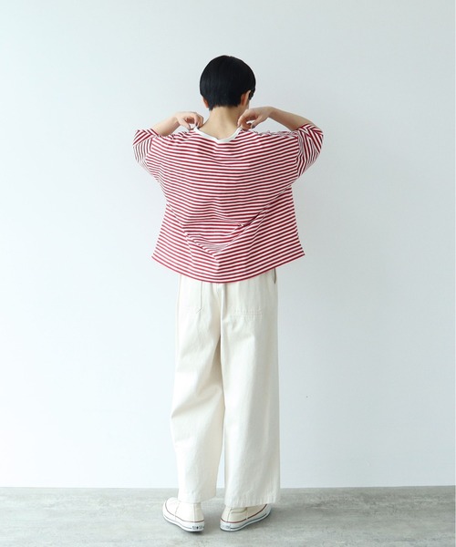 PAR ICI(パーリッシィ)の「ボーダー配色バインダー 5分袖BIG Tシャツ【BASIC COLOR】(Tシャツ/カットソー・レディース・ネイビー/レッド/ブルー・FREE)」の19枚目の写真